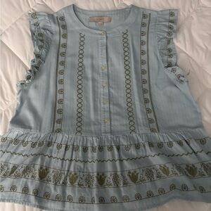 LOFT Light Blue Button-Up Blouse